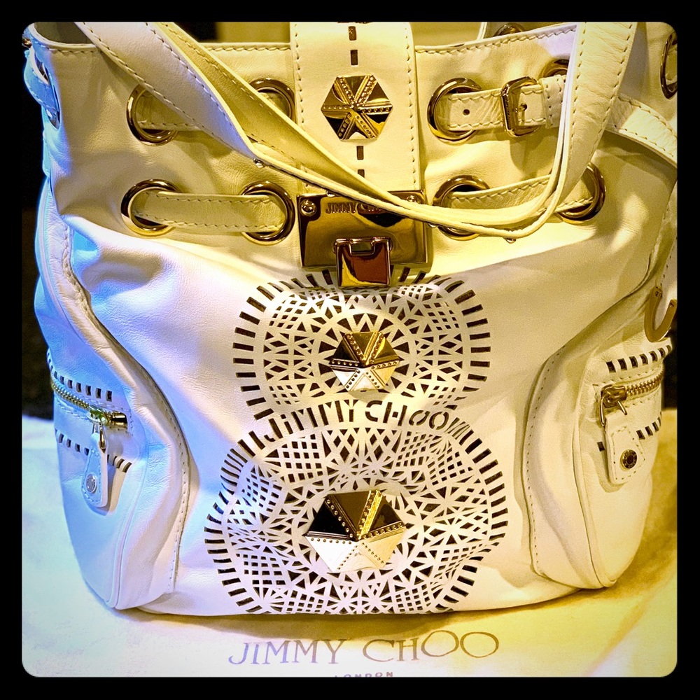NWOT Jimmy Choo Laser Cut Tote in White